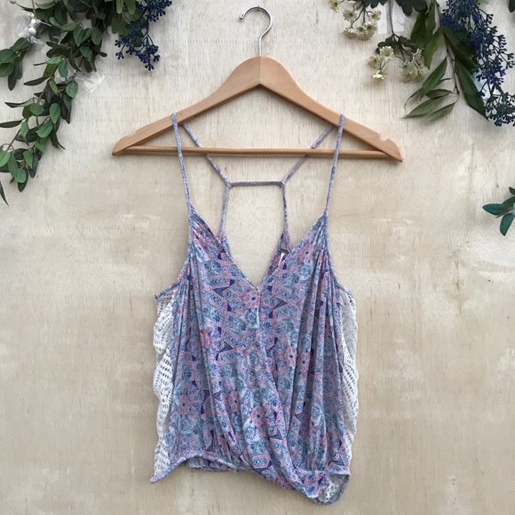 Free People Miles Away Paisley Lace Cutout Tank - Picture 3 of 8